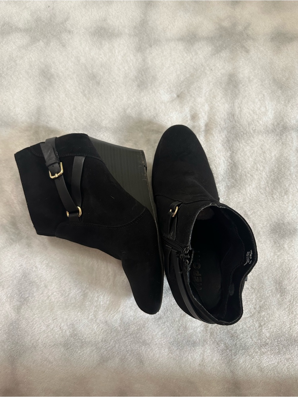 Report Black Suede Chukka Wedge Booties